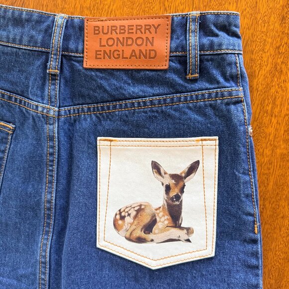 Burberry (Size 4) Denim Skirt with Deer Print - Picture 3 of 5